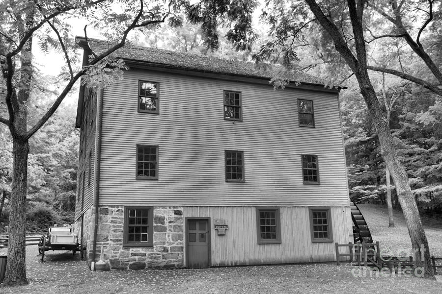 Shoaffs Historic Grist Mill Black And White Photograph by Adam Jewell