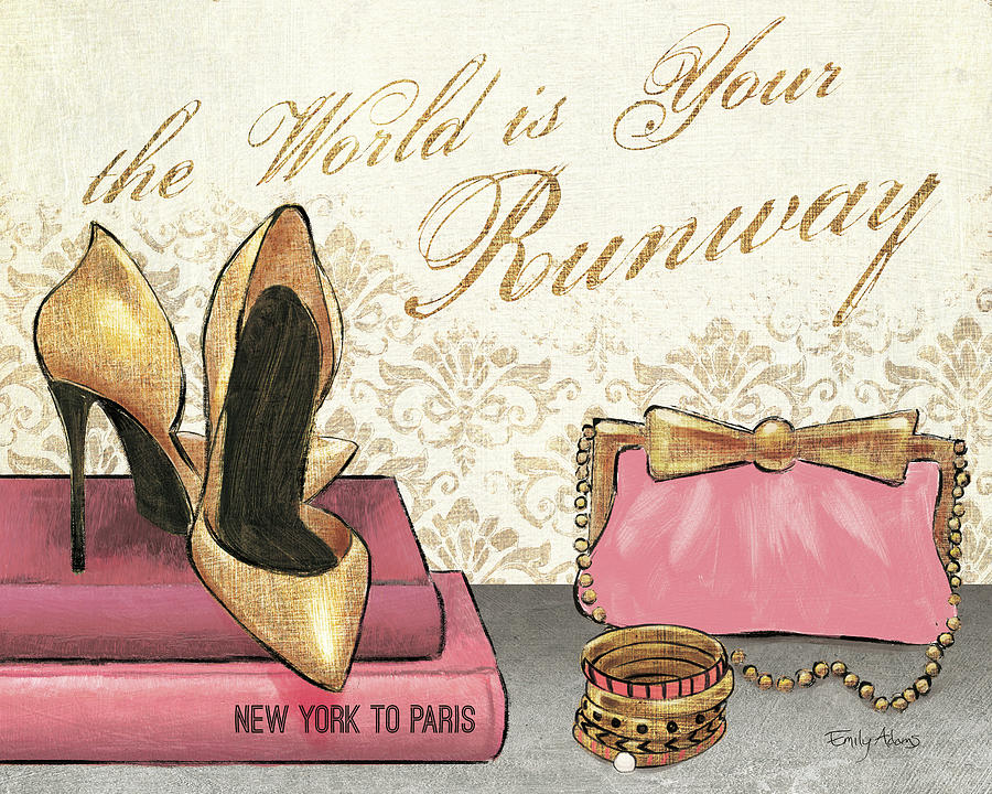 Book Painting - Shoe Fetish The World Is Your Runway by Emily Adams