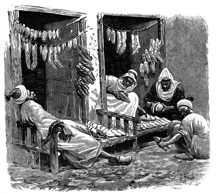 Shoe Shop In Fez, Morocco, C1890 Drawing by Print Collector
