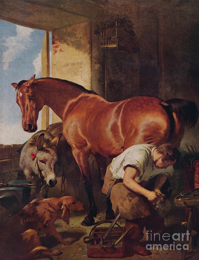 Shoeing, 1844, 1938. Artist Edwin Henry Drawing by Print Collector