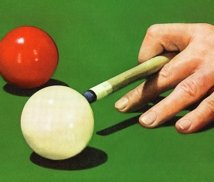 Sports Drawing - Shooting a Pool Cue by CSA Images