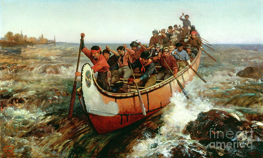 Boat Painting - Shooting the Rapids by Frances Anne Hopkins