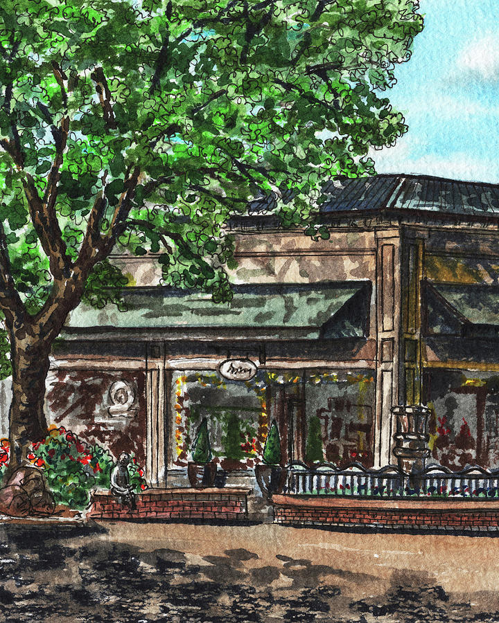 Shop Around The Corner Camas Washington Painting by Irina Sztukowski