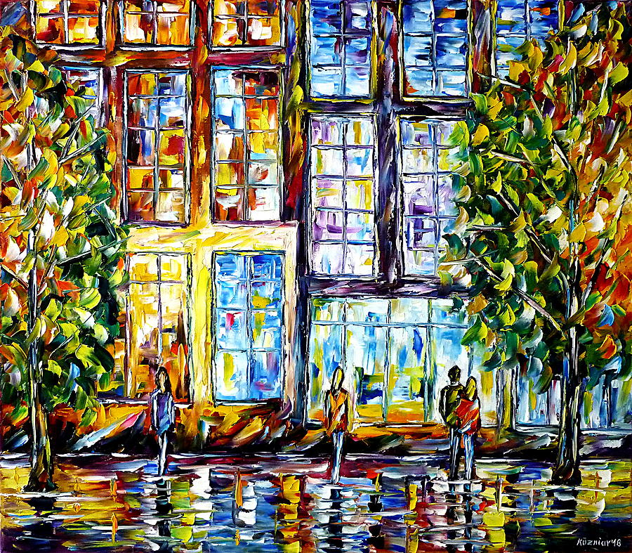 Shop Windows In Big City Painting by Mirek Kuzniar