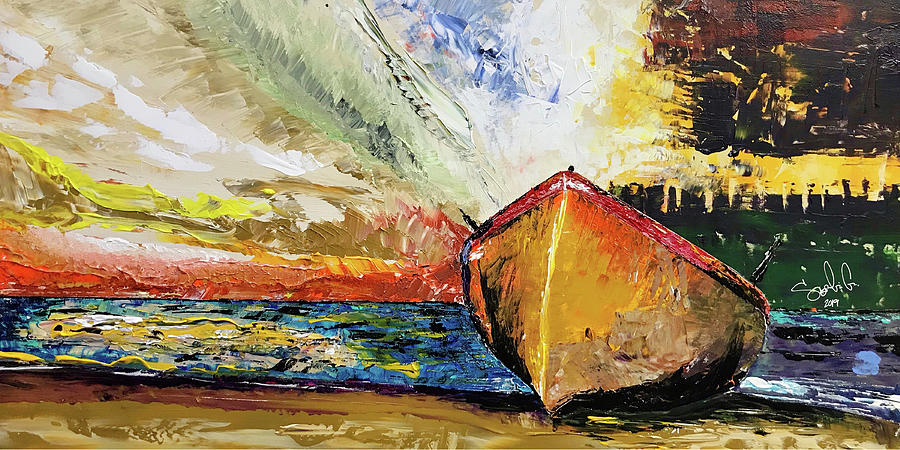 Shore Boat Painting by Sergio Gutierrez