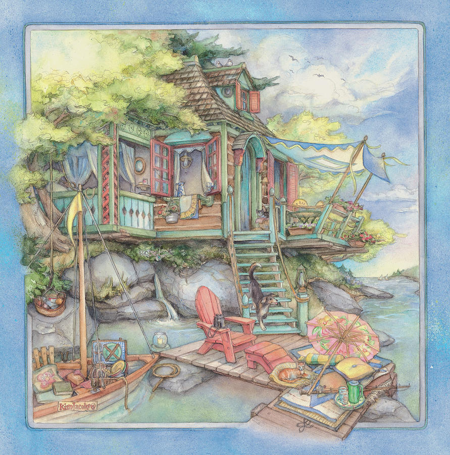 Shore House2 Painting by Kim Jacobs - Fine Art America