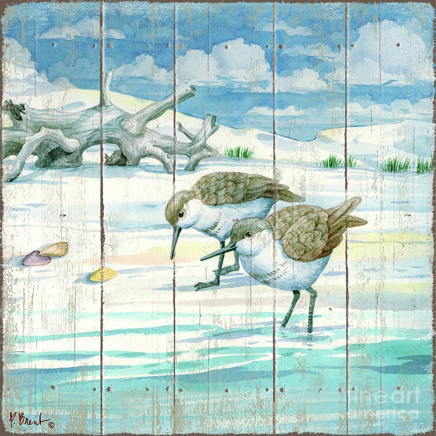 Beach Painting - Shoreline Sandpipers II by Paul Brent