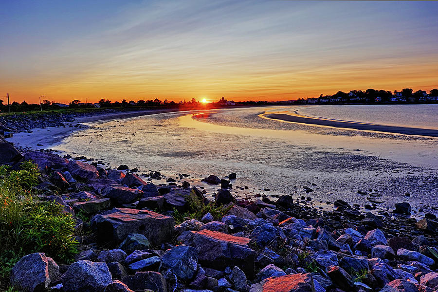 Sunset Photograph - Short Beach Sunset Nahant MA Rocky Coast by Toby McGuire