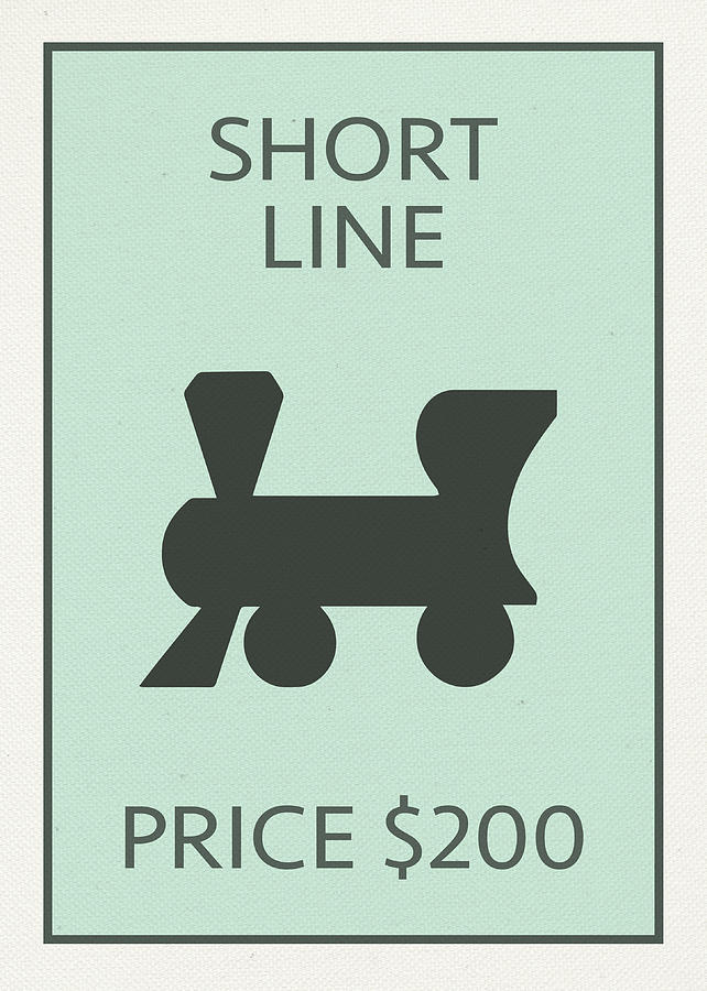 Vintage Mixed Media - Short Line Railroad Vintage Retro Monopoly Board Game Card by Design Turnpike