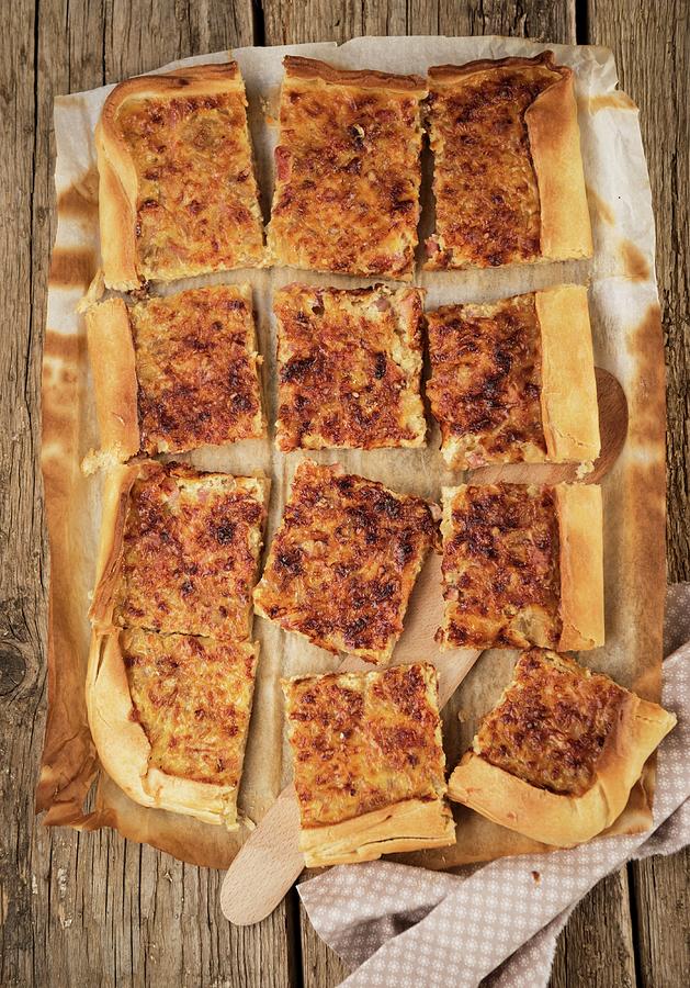 Shortcrust Tart With Onions And Bacon seen From Above Photograph by Sonia Chatelain