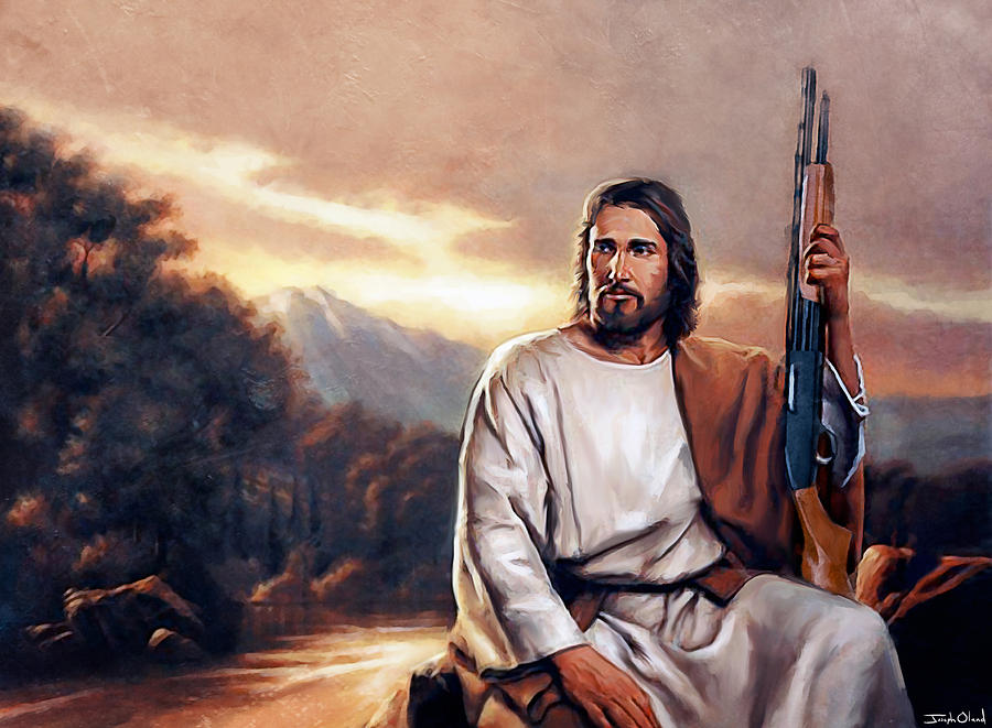 Jesus Christ Painting - Shotgun Christ by Joseph Oland