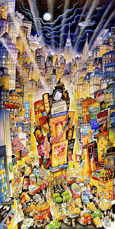 Times Square Painting - Showtime On Broadway by Bill Bell