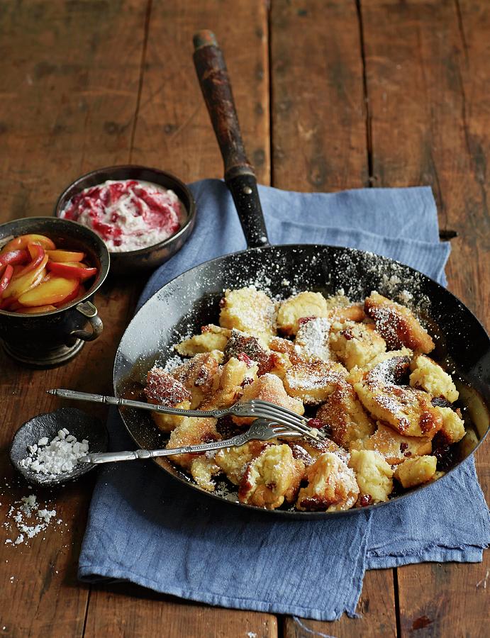 Shredded Pancakes With Apples And Lingonberry Cream Photograph by Jalag / Julia Hoersch