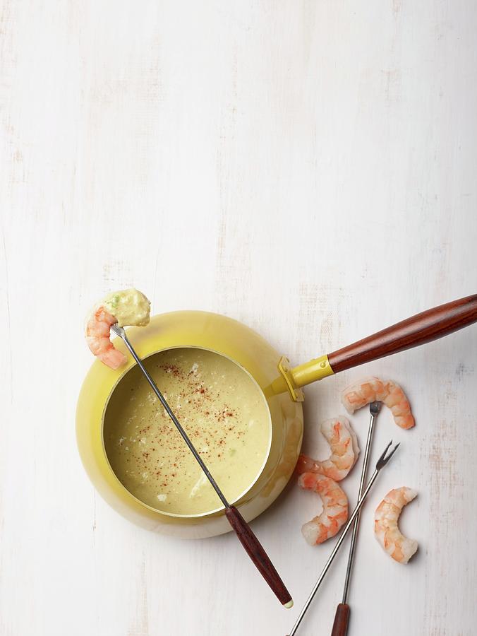 Shrimp And Avocado Fondue Photograph by Rene Comet