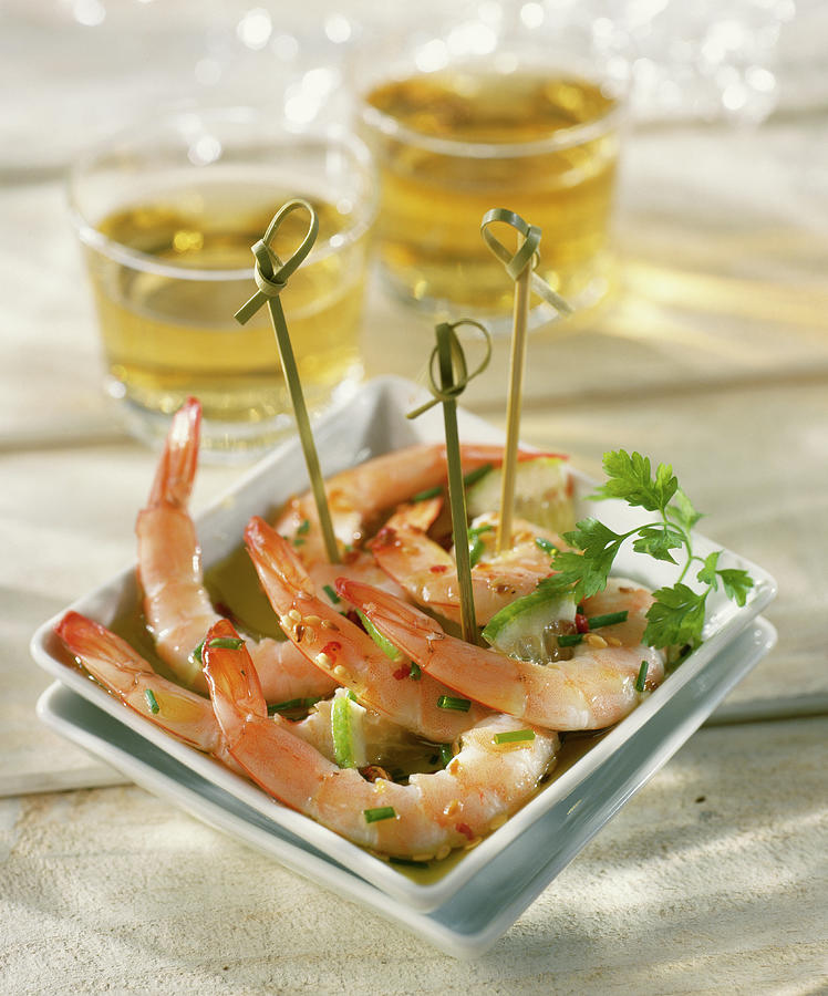 Shrimp And Olive Oil Appetizers Photograph by Rivire