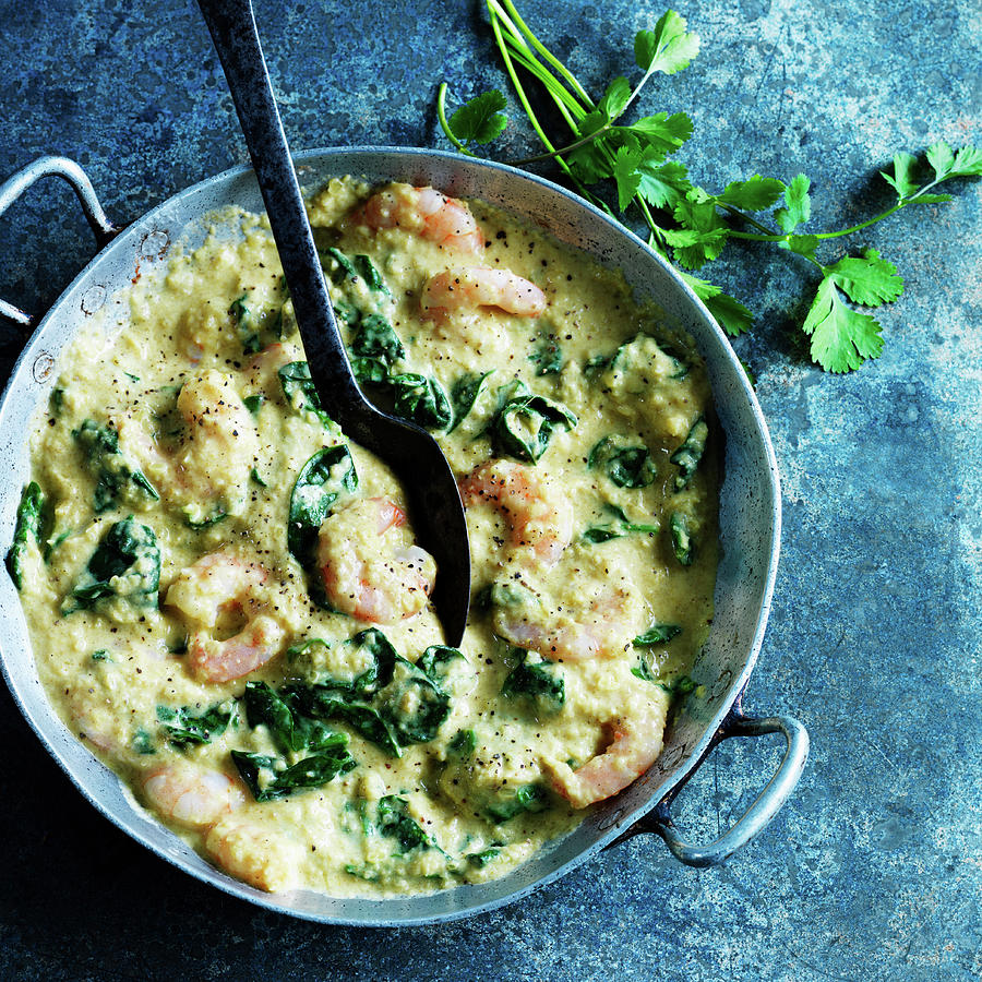 Shrimp Curry With Spinach And Parsley Photograph by Karen Thomas