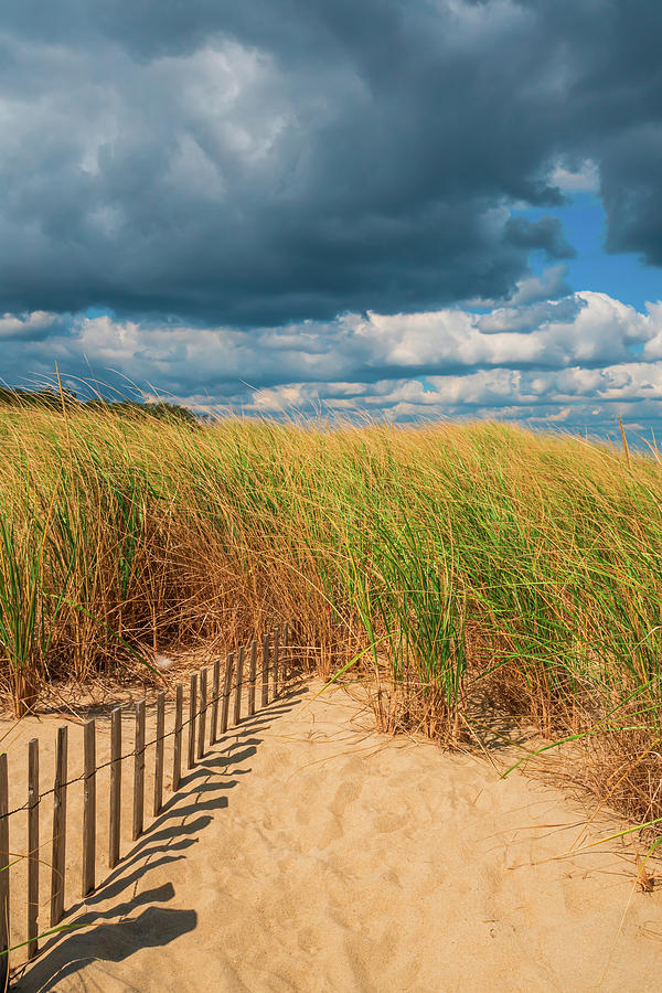 Shrinking Fence Path To Dune Grass On Cloudy Day by Gary Slawsky Shrinking Fence Path To Dune Grass On Cloudy Day by Gary Slawsky