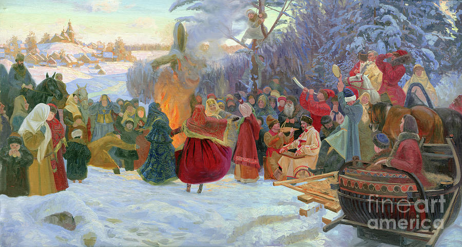 Shrovetide. Farewell To Winter. Xvii Century Painting