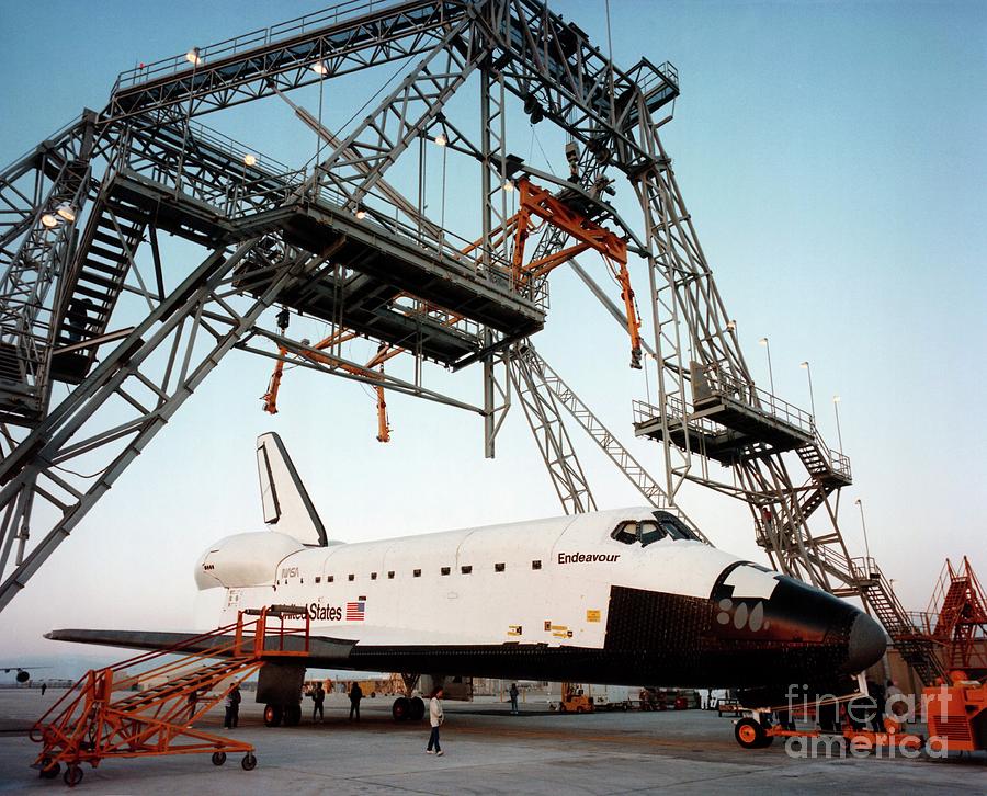 Shuttle Endeavour Under Lifting Frame Photograph by Nasa/science Photo Library