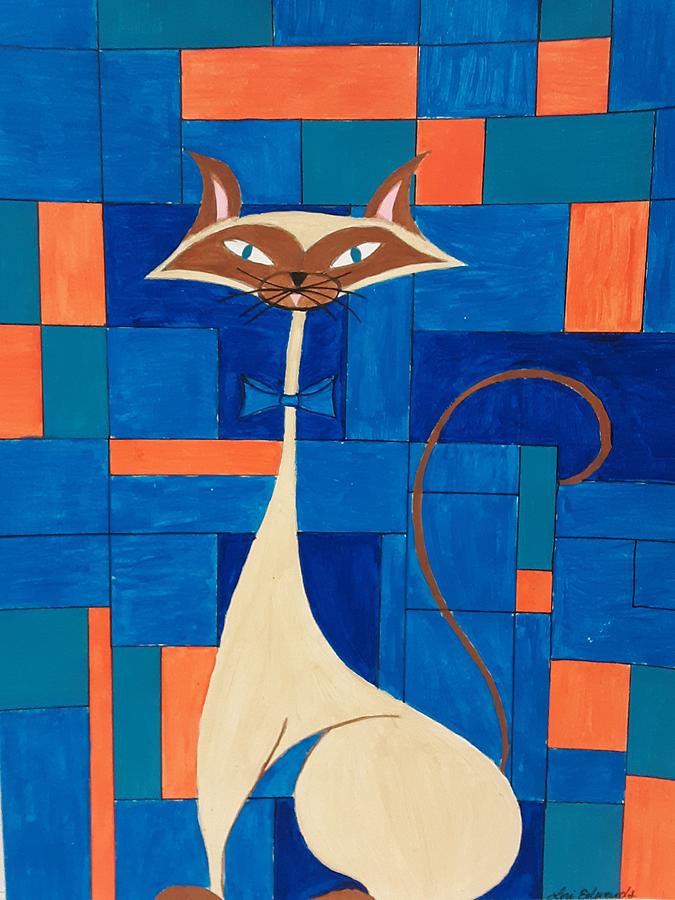 Siamese in Blue Painting by Lori Edwards - Fine Art America