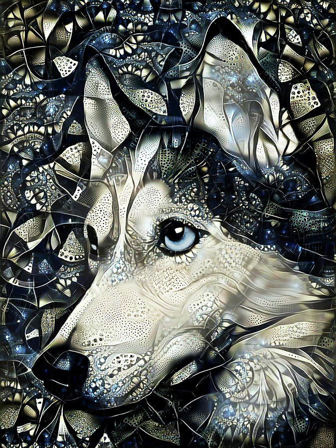 Dog Digital Art - Siberian Husky Dog Abstract Art by Peggy Collins