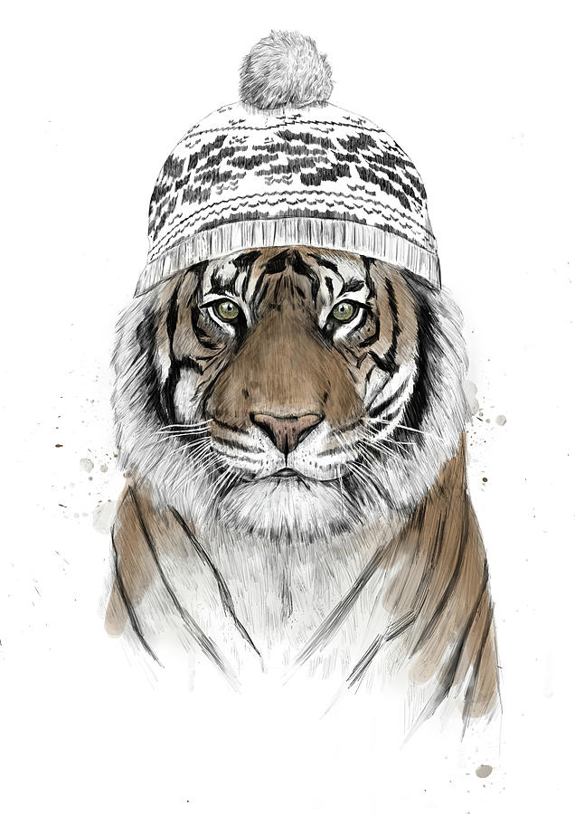 Winter Mixed Media - Siberian tiger by Balazs Solti