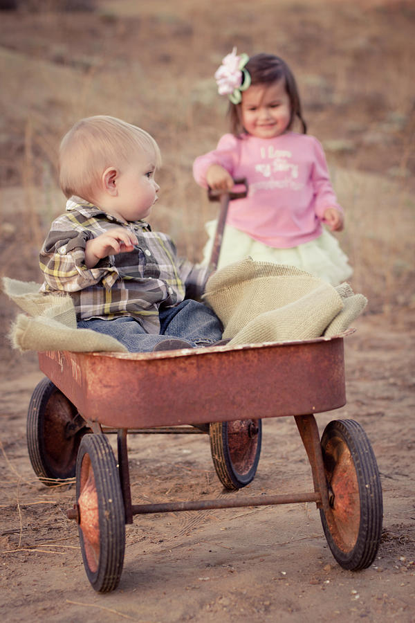 Wagon Photograph - Sibling Ride by Chris Moyer