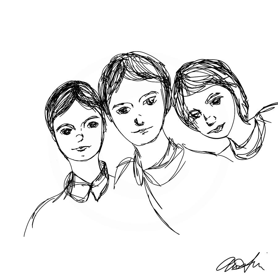 Siblings Drawing by Cepiatone Fine Art Callie E Austin