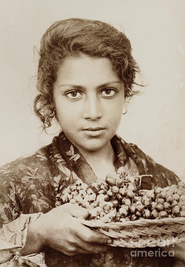 Sicilian girl with a bunch of grapes Photograph by Wilhelm Von Gloeden -  Fine Art America