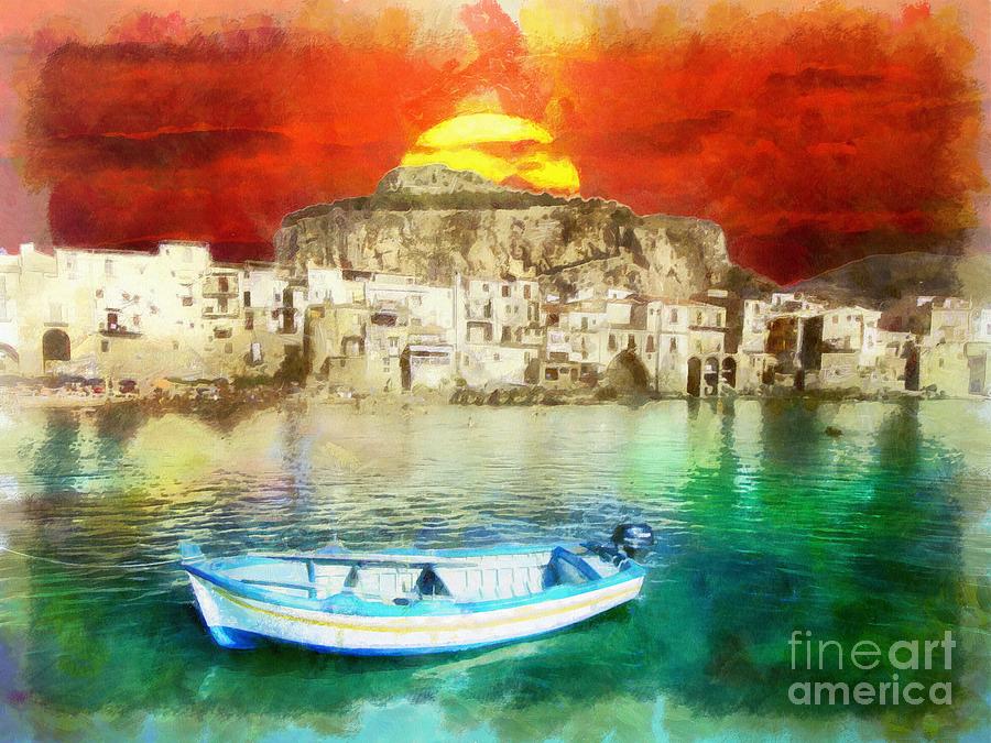 Sicily Sunset Painting by Stefano Senise