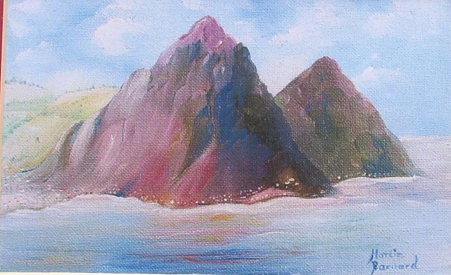 Seascape Painting - The Piton mountains by Hattie Barnard