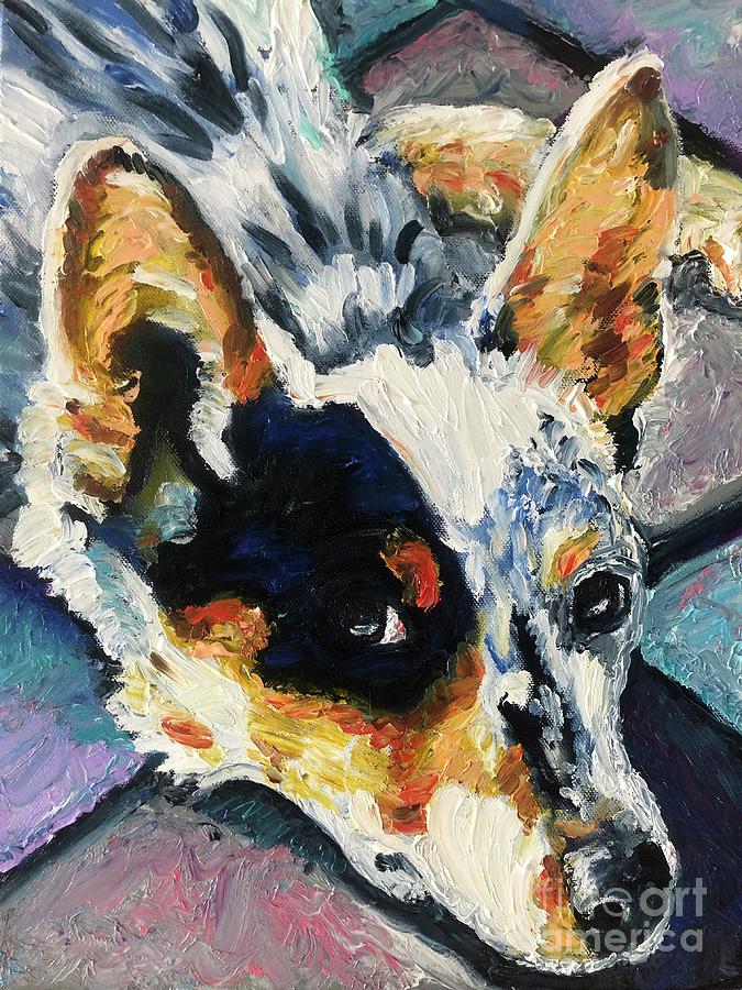 Dog Painting - Side Eye by Suzanne Leonard