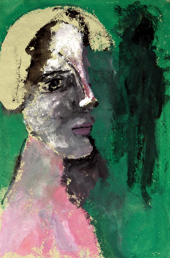 Side portrait of a girl in pink Painting by Edgeworth Johnstone