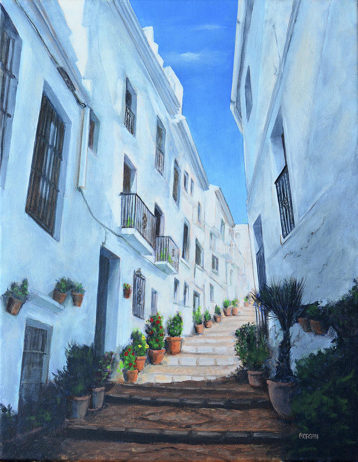Side Street Frigiliana Painting by Tom Morgan