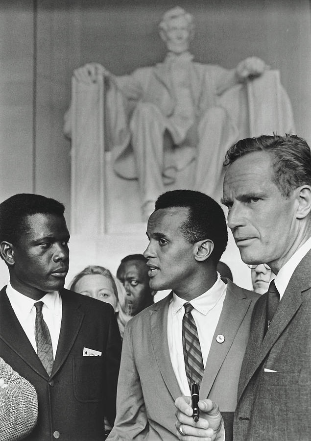 Sidney Poitier Photograph - Sidney Poitier, Harry Belafonte, and Charleton Heston - March on by Mountain Dreams