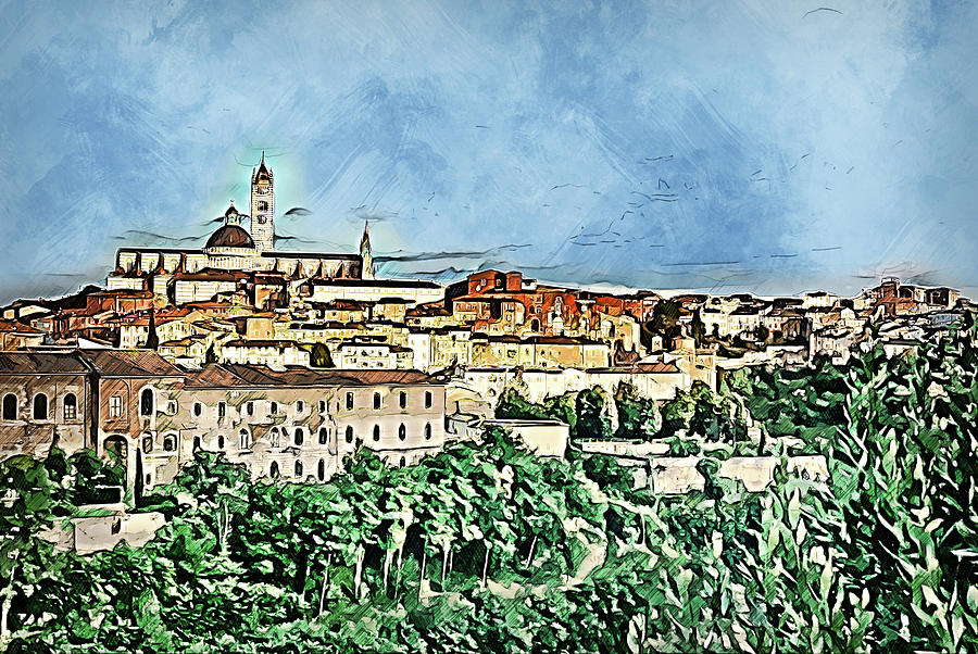 Siena, cityscape - 01  Painting by AM FineArtPrints