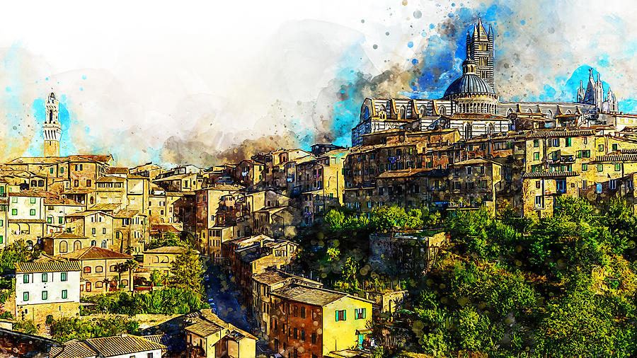 Siena, cityscape - 02 Painting by AM FineArtPrints