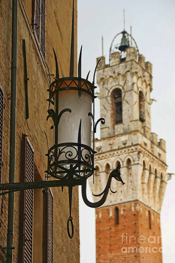 Siena Lamplight and Tower of Mangia 0982 Photograph by Jack Schultz