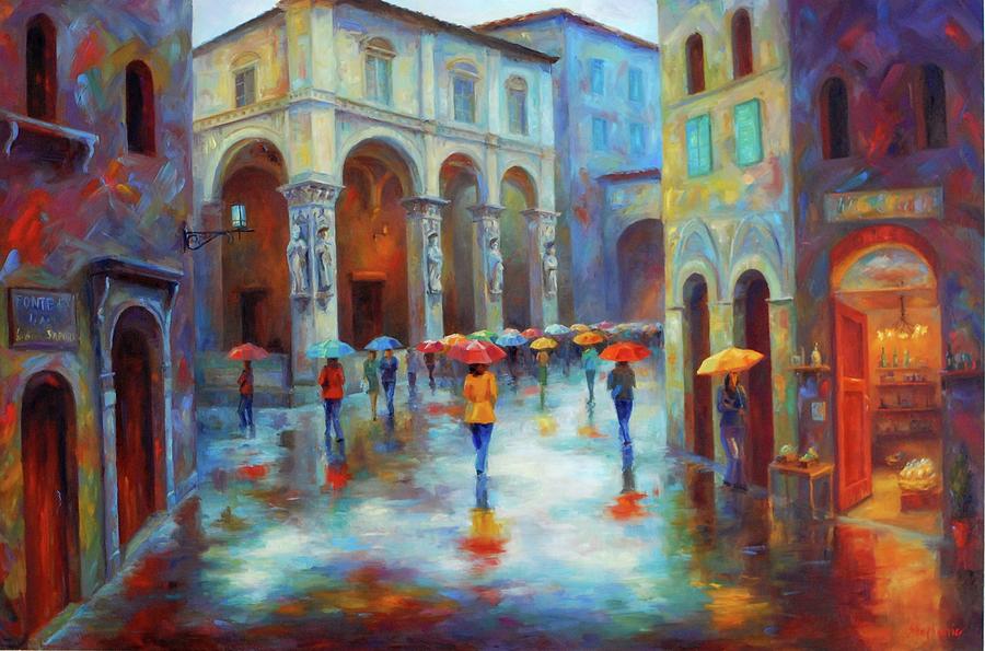 Umbrella Painting - Siena Market by Stephanie K Johnson