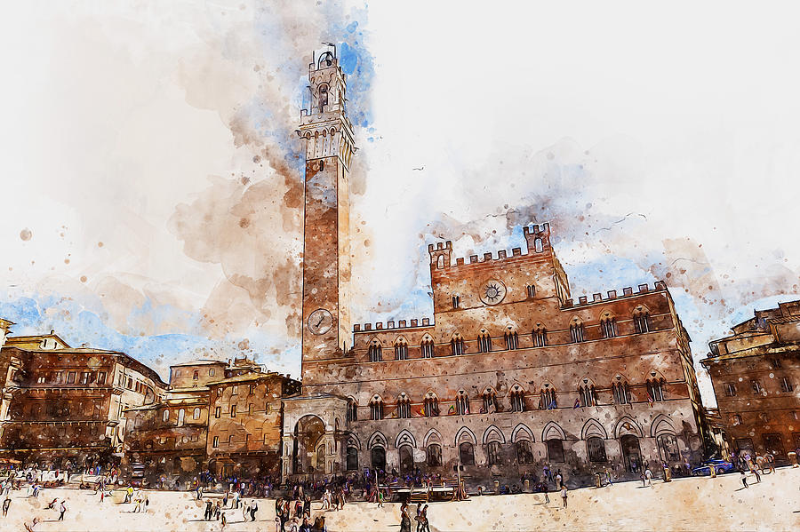Siena, Piazza del Campo - 01 Painting by AM FineArtPrints