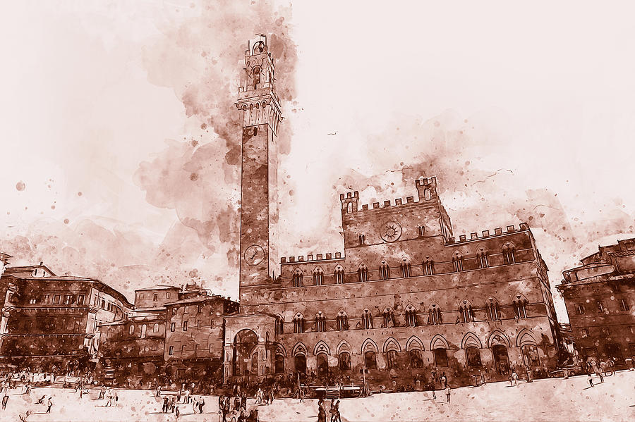 Siena, Piazza del Campo - 02 Painting by AM FineArtPrints