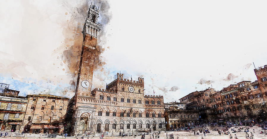 Siena, Piazza del Campo - 03 Painting by AM FineArtPrints