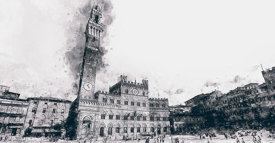 Siena, Piazza del Campo - 04 Painting by AM FineArtPrints