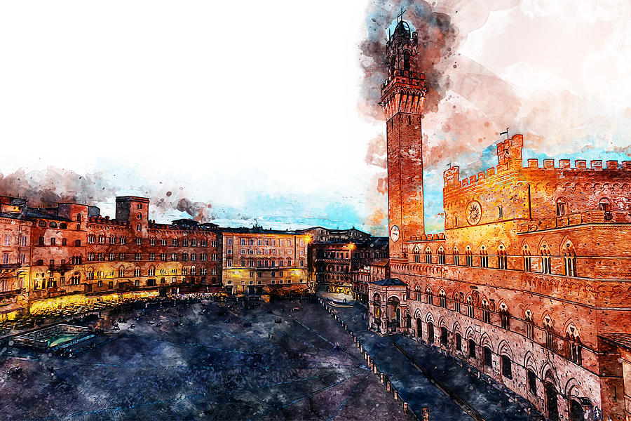 Siena, Piazza del Campo - 05 Painting by AM FineArtPrints