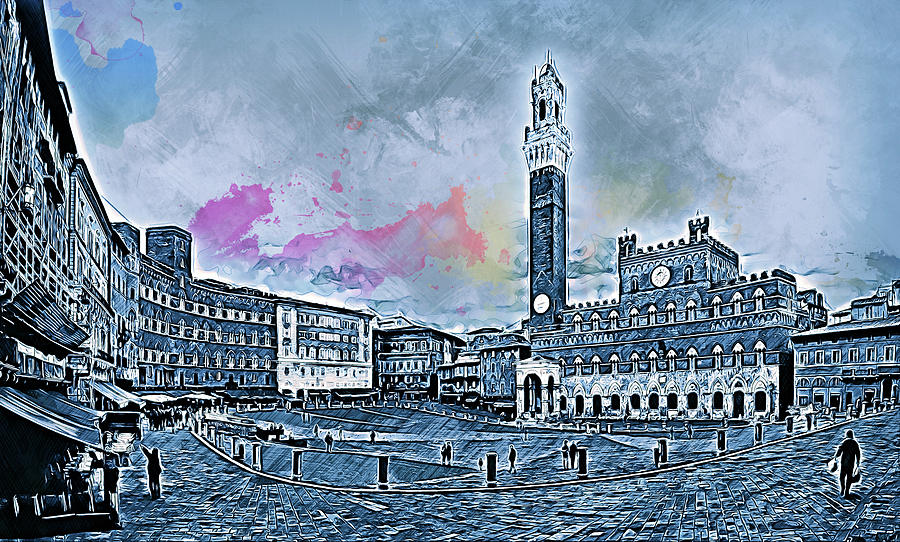 Siena, Piazza del Campo - 06 Painting by AM FineArtPrints