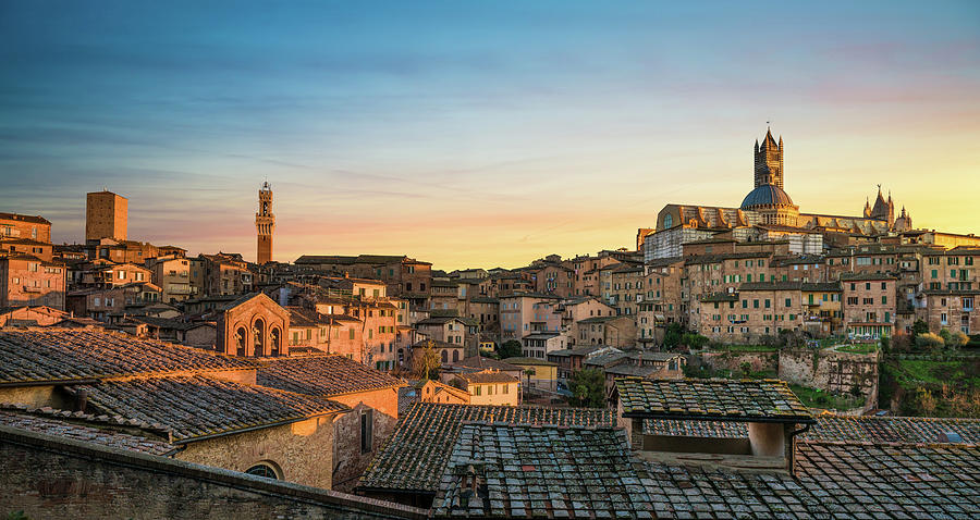 Siena Skyline at Sunset Photograph by Stefano Orazzini