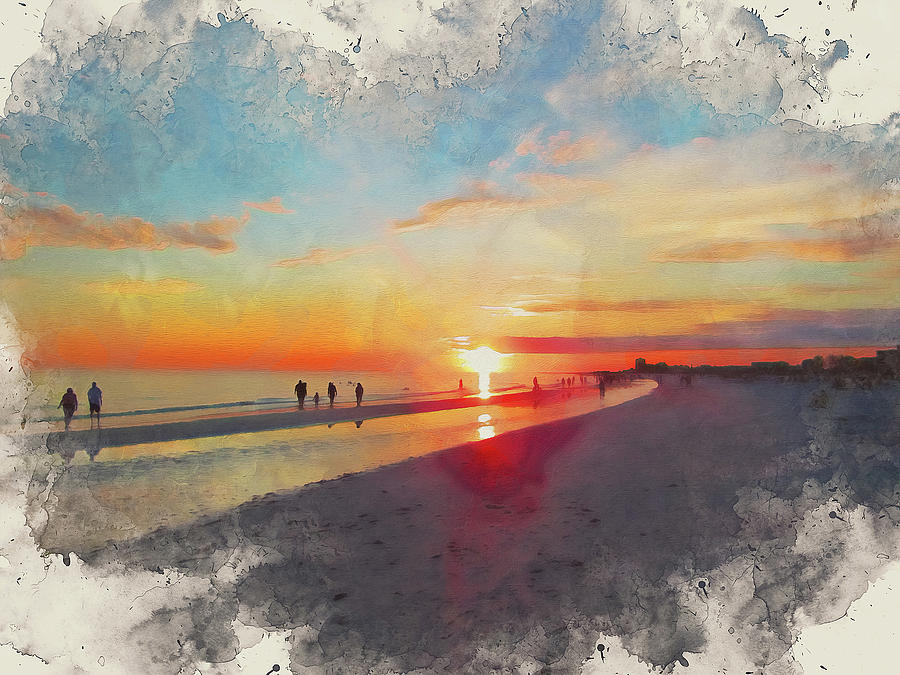 Siesta Key, Florida Sunset - 04 Painting by AM FineArtPrints