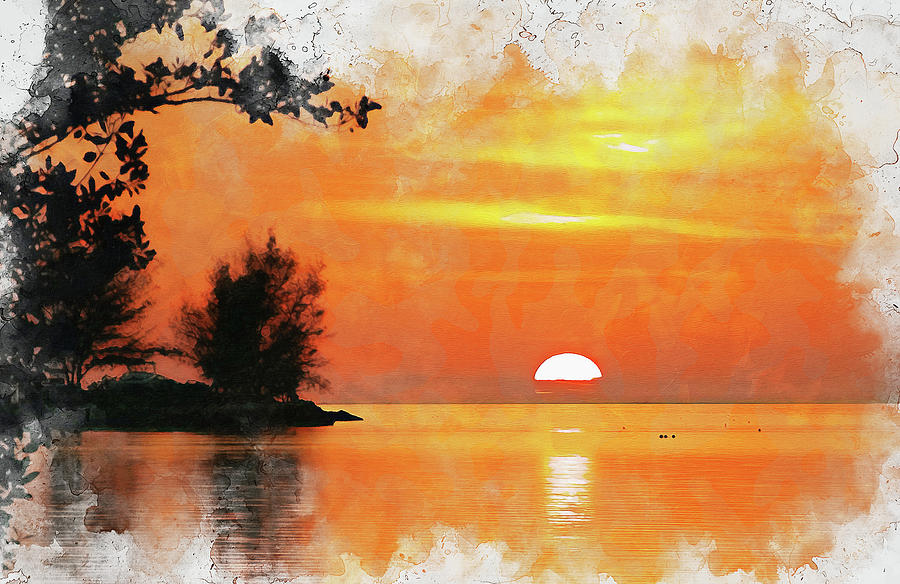Siesta Key Painting - Siesta Key, Florida Sunset - 07 by AM FineArtPrints