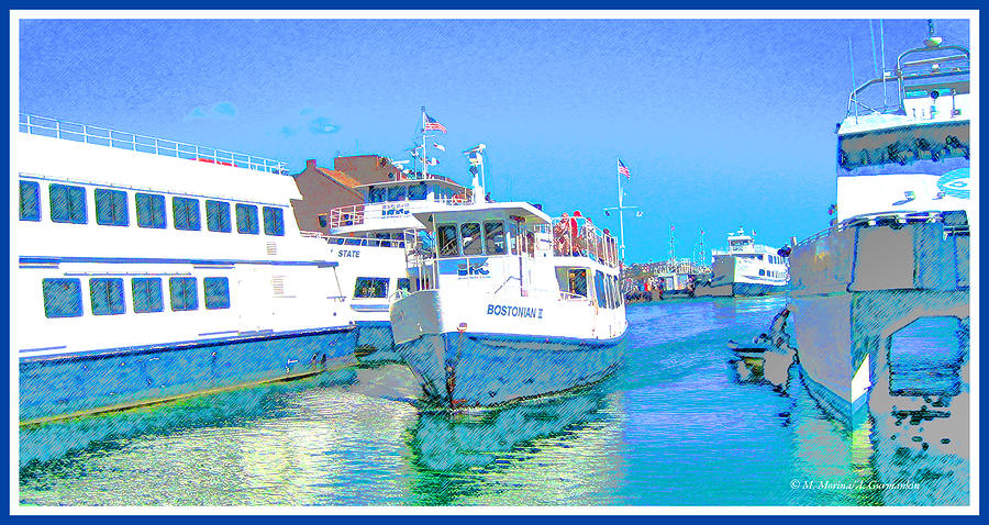 Sightseeing Boats, Boston Harbor, Massachusetts, Digital Illustr Photograph by A Macarthur Gurmankin