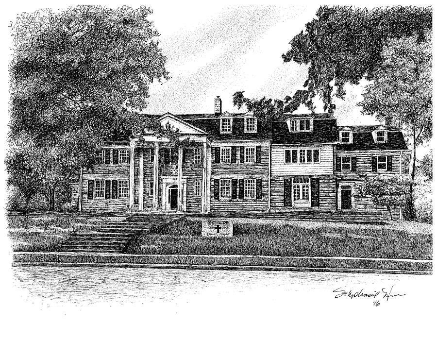 Sigma Chi Fraternity, Indiana University, Bloomington, Indiana Drawing by Stephanie Huber